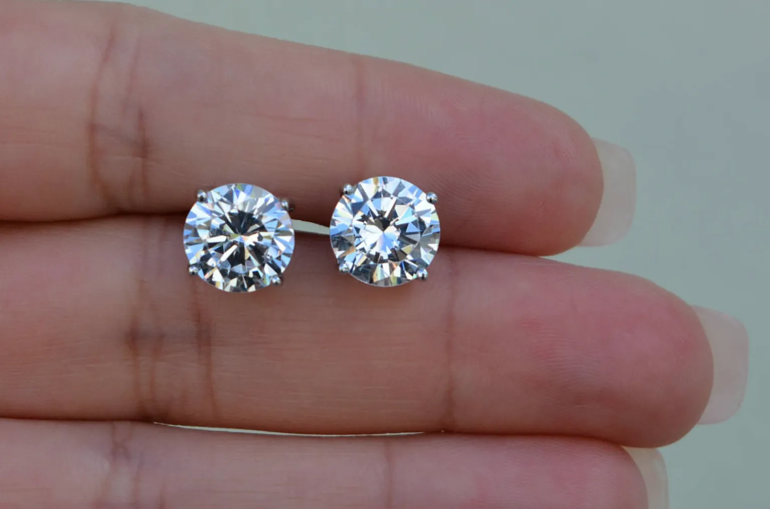 0.67CT Diamond Studs Earrings 14K White Gold GIA Certified Natural Round Cut