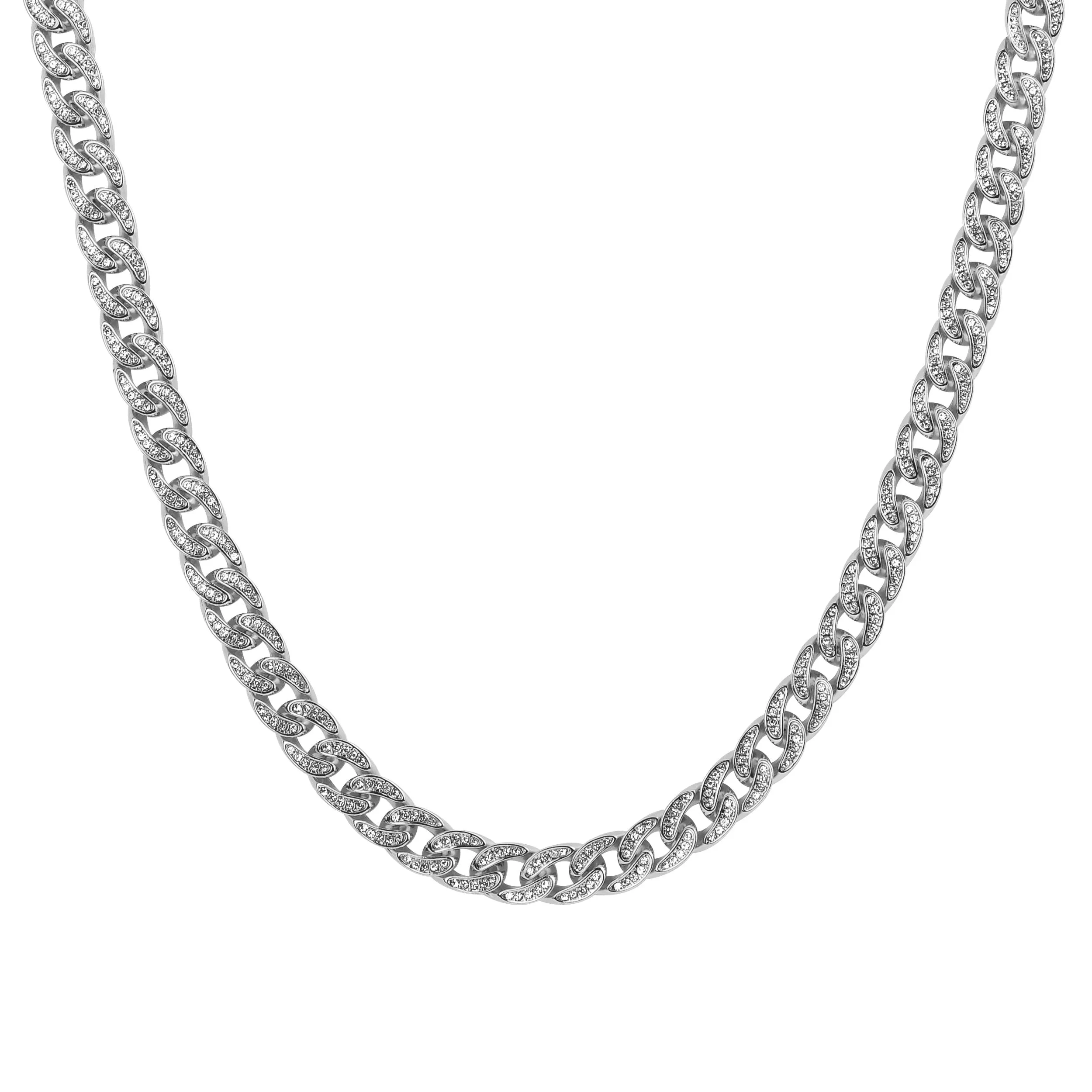 13 MM ICED OUT CUBAN CHAIN IN WHITE GOLD