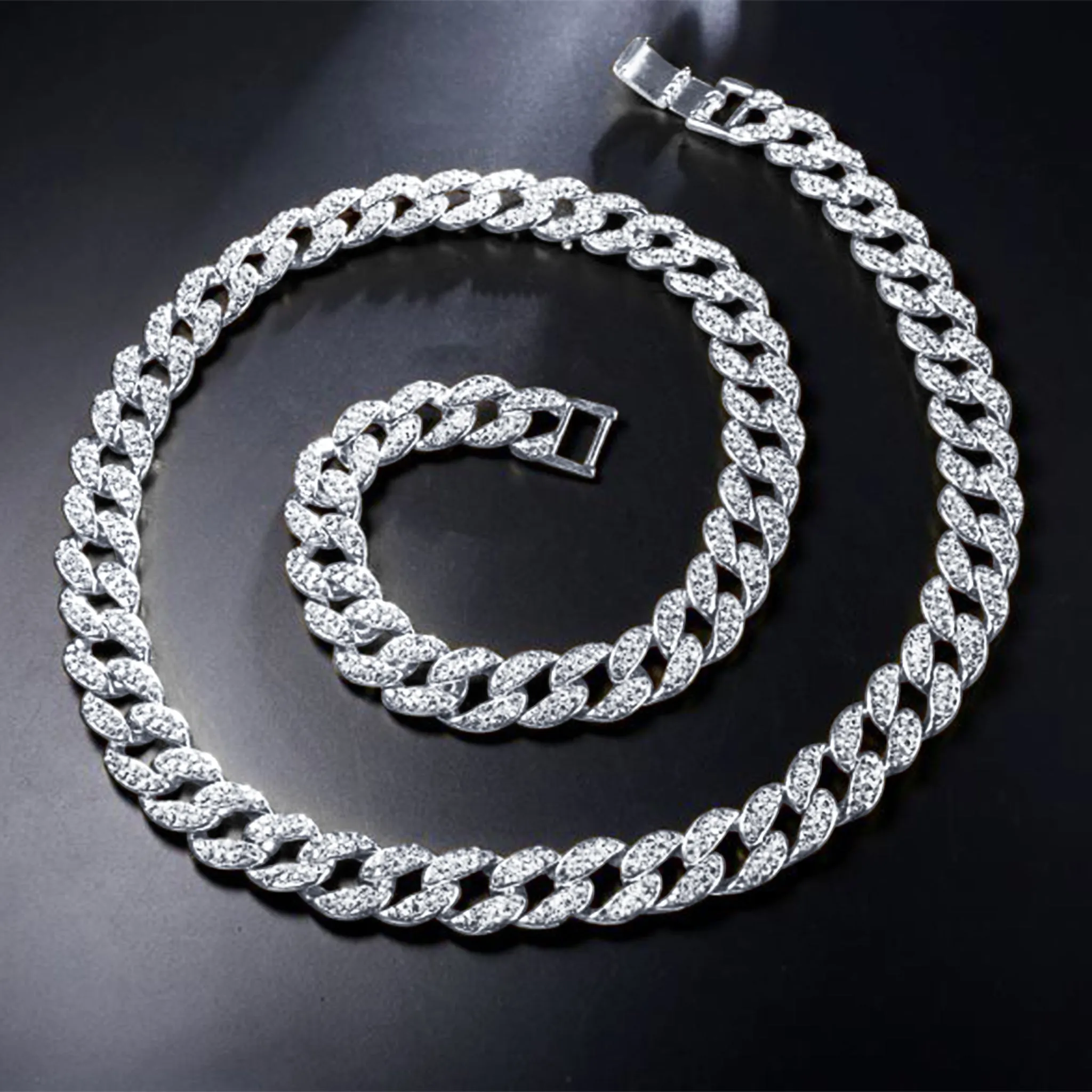 13 MM ICED OUT CUBAN CHAIN IN WHITE GOLD