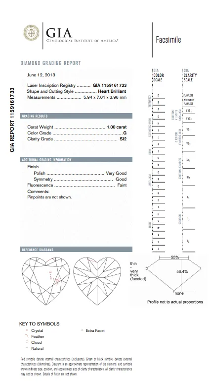 1.37 CT G /SI2 Natural Diamond Ring 14K White Gold GIA Certified Heart Shape Cut