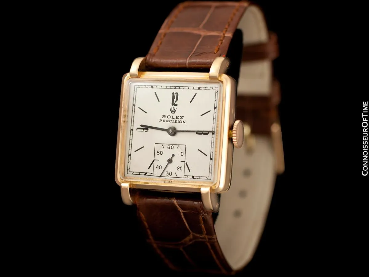 1938 Rolex Precision Vintage Mens Dress Watch - 18K Rose Gold