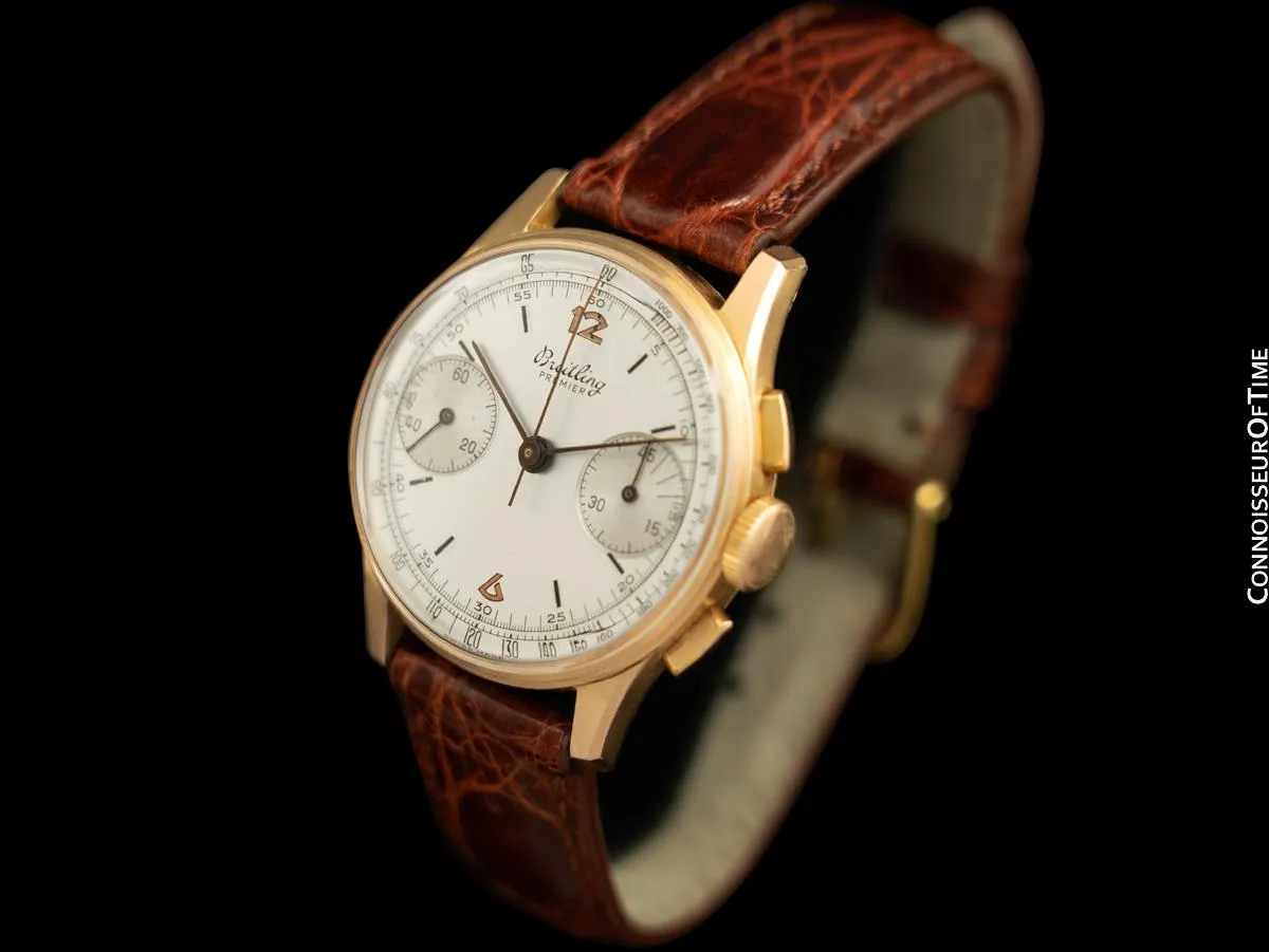 1945 Breitling Premier Vintage Pilot's / Aviator's Ref. 789 Chronograph Watch - 18K Rose Gold