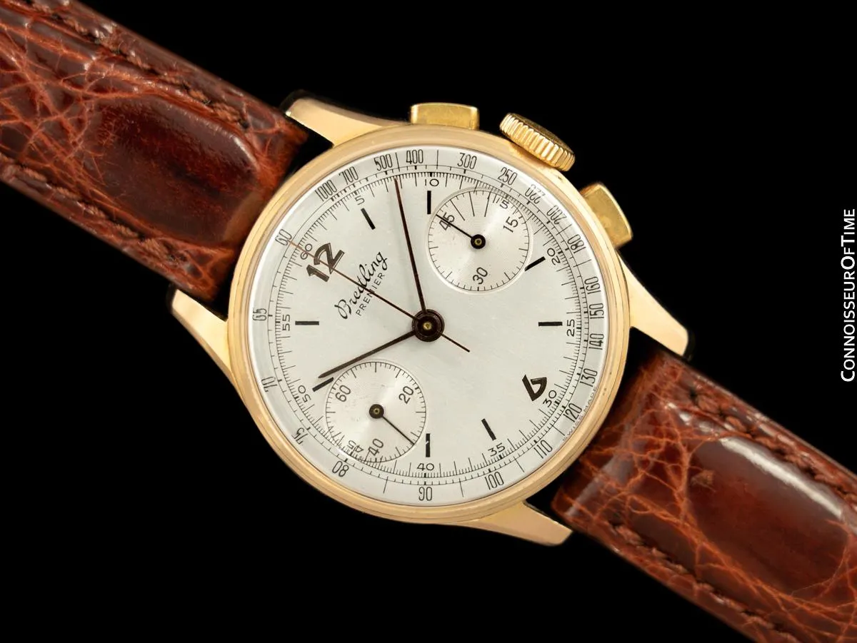 1945 Breitling Premier Vintage Pilot's / Aviator's Ref. 789 Chronograph Watch - 18K Rose Gold