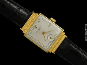 1946 Patek Philippe Vintage Mens Late Art Deco Handwound Watch with Stepped Lugs - 18K Gold