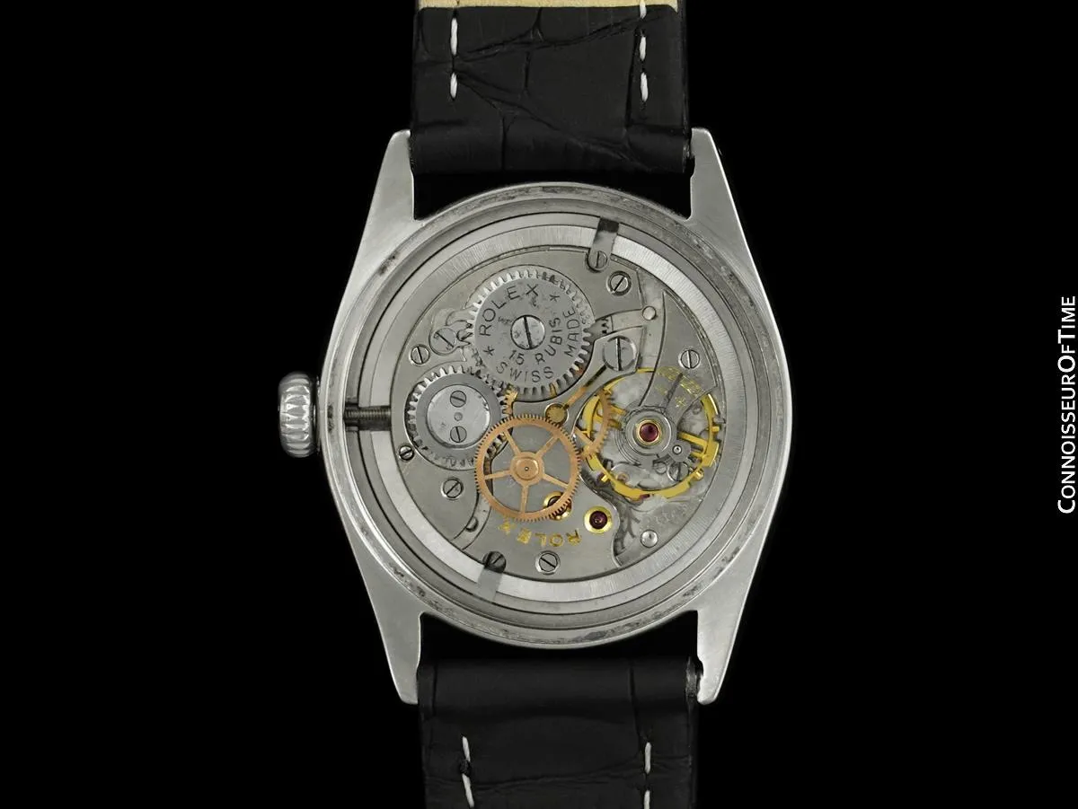 1951 Rolex Mens Vintage "Shock Resisting" Super Oyster Watch - Stainless Steel & Rose Gold