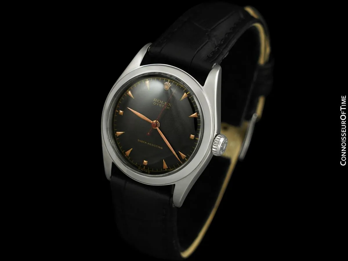 1951 Rolex Mens Vintage "Shock Resisting" Super Oyster Watch - Stainless Steel & Rose Gold