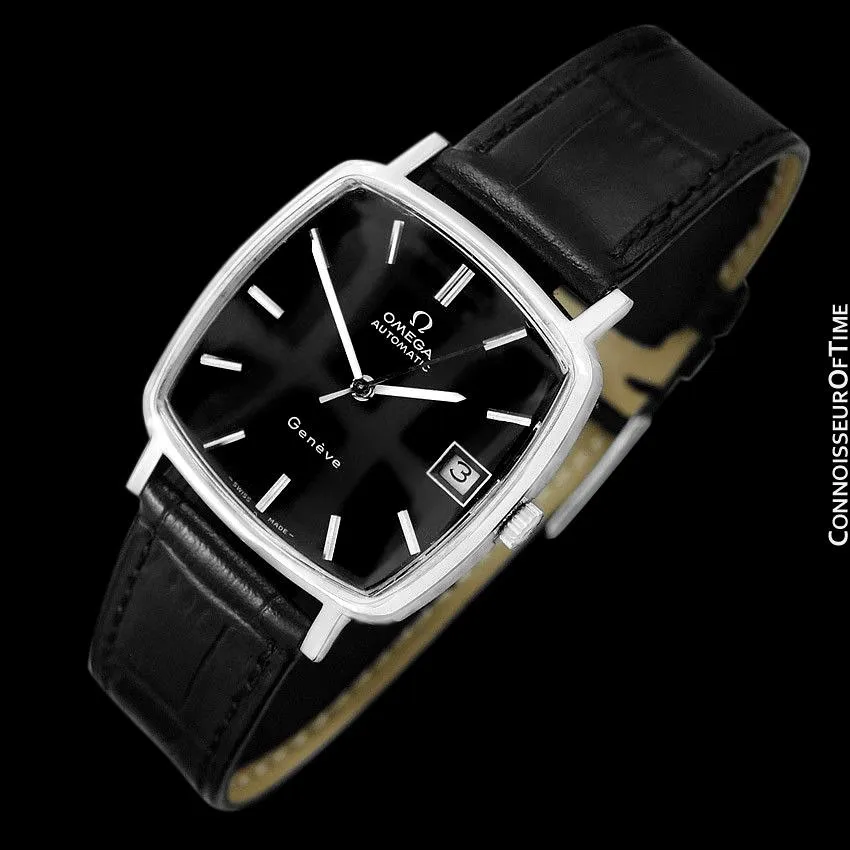 1975 Omega Geneve Vintage Mens Midsize Automatic Watch with Quick-Setting Date - Stainless Steel