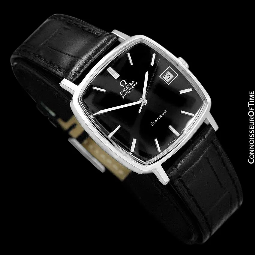 1975 Omega Geneve Vintage Mens Midsize Automatic Watch with Quick-Setting Date - Stainless Steel