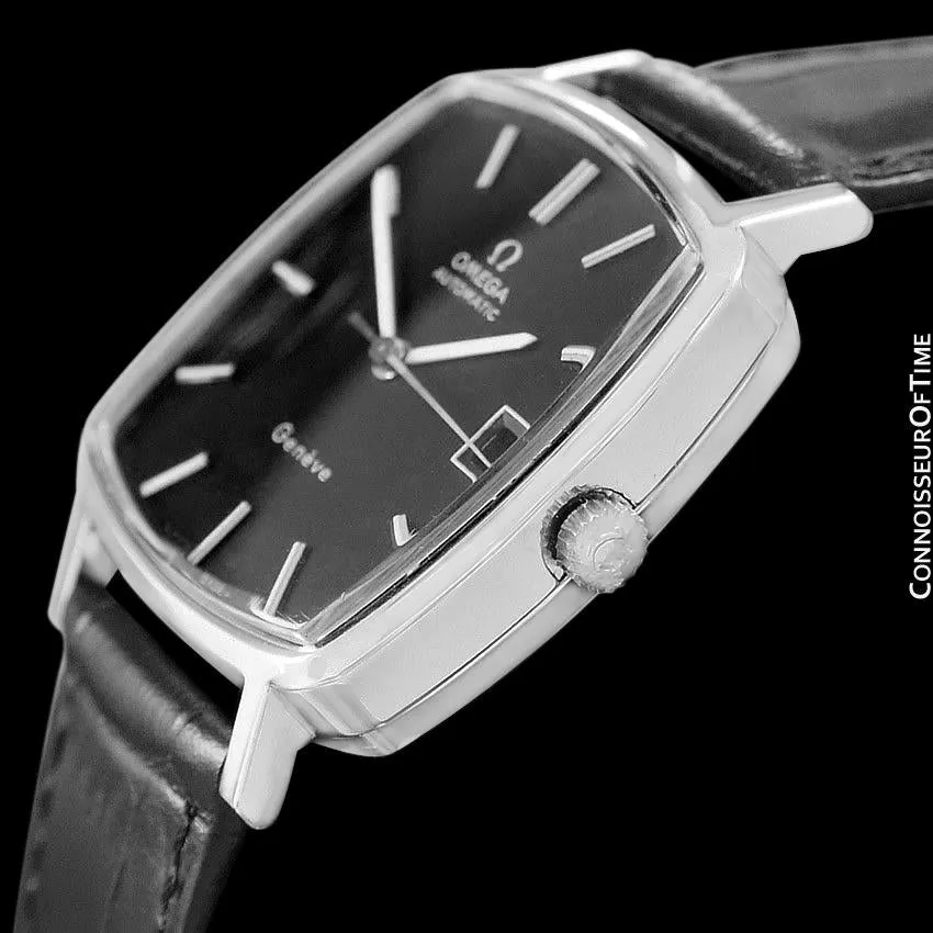 1975 Omega Geneve Vintage Mens Midsize Automatic Watch with Quick-Setting Date - Stainless Steel