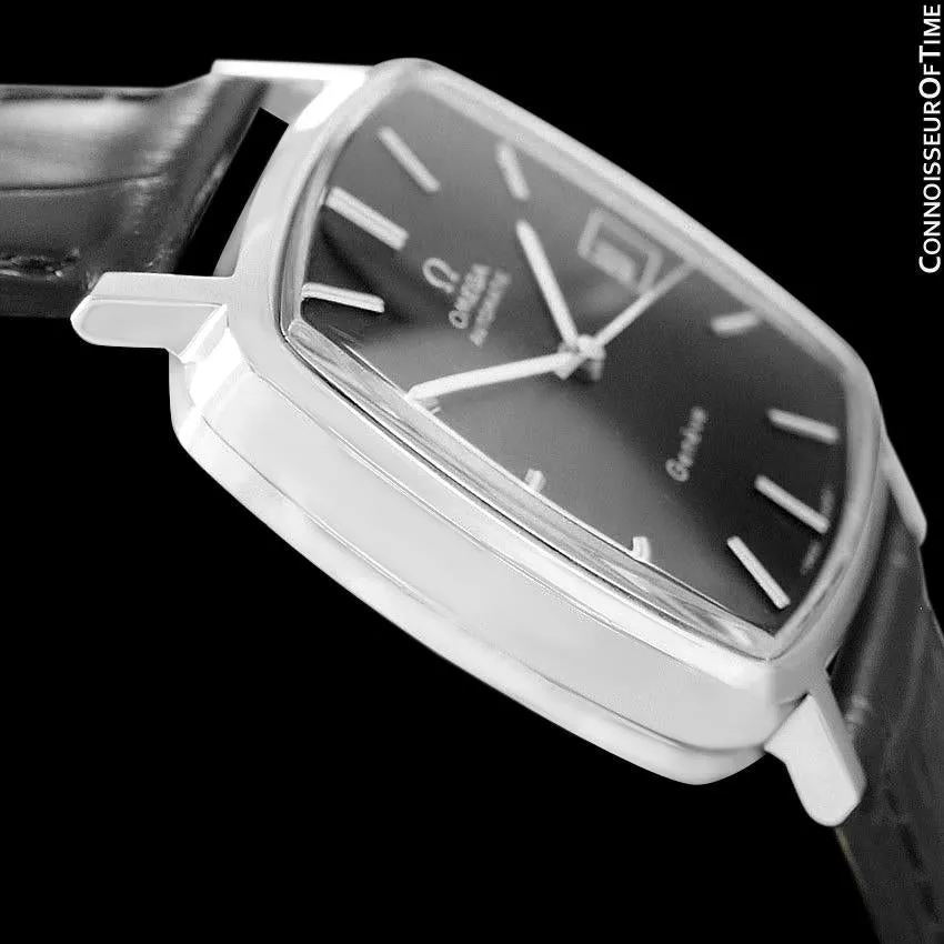 1975 Omega Geneve Vintage Mens Midsize Automatic Watch with Quick-Setting Date - Stainless Steel