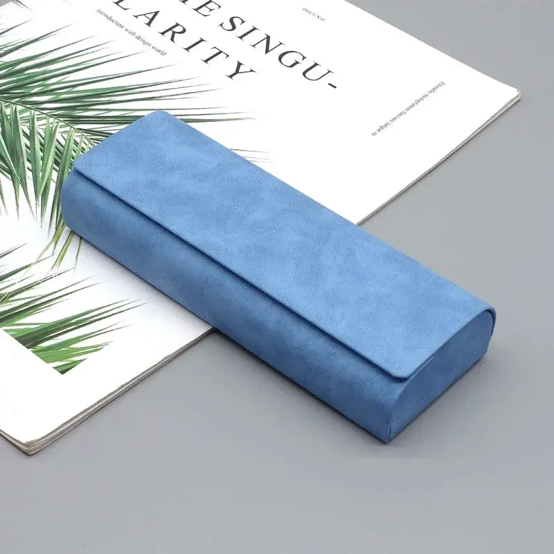 1pc Simple Leather Eyewear Case Optical Retro Myopia Glasses Sunglasses Storage Box Fashion for Men and Women
