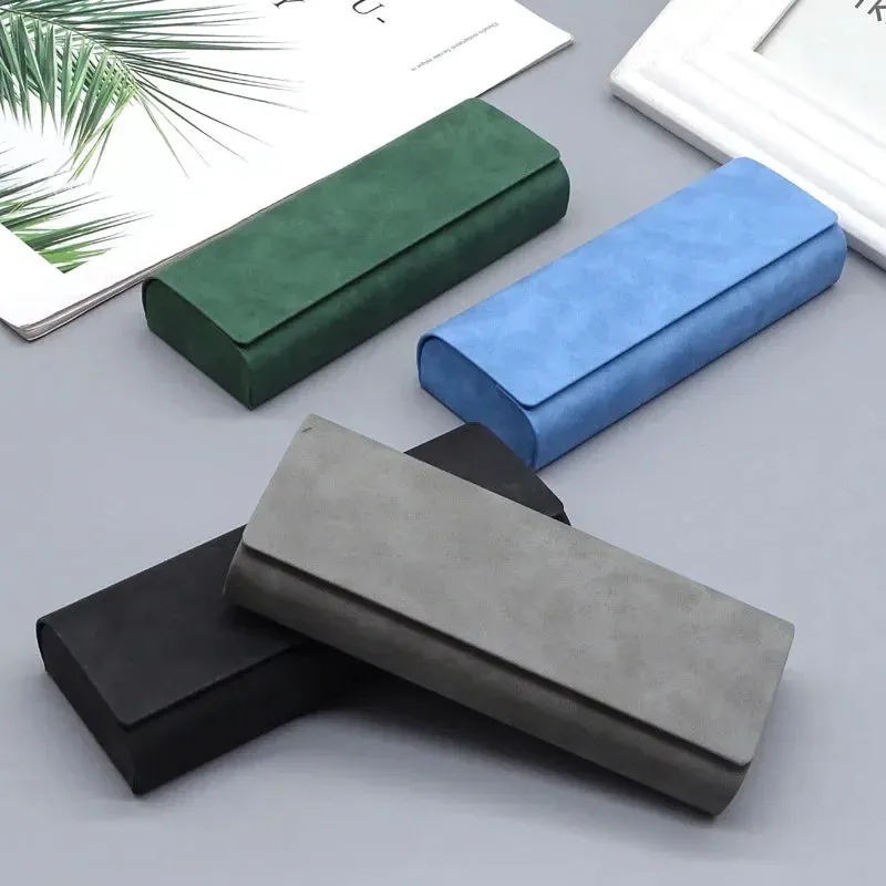 1pc Simple Leather Eyewear Case Optical Retro Myopia Glasses Sunglasses Storage Box Fashion for Men and Women