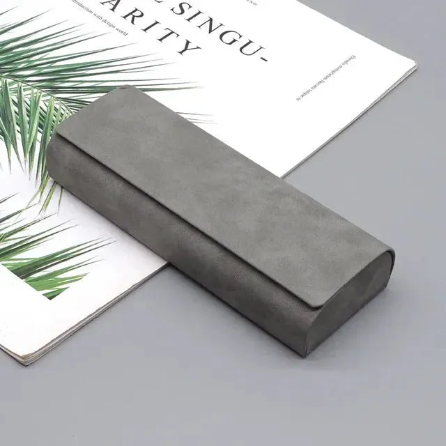 1pc Simple Leather Eyewear Case Optical Retro Myopia Glasses Sunglasses Storage Box Fashion for Men and Women