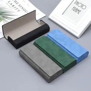 1pc Simple Leather Eyewear Case Optical Retro Myopia Glasses Sunglasses Storage Box Fashion for Men and Women