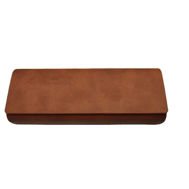 1pc Simple Leather Eyewear Case Optical Retro Myopia Glasses Sunglasses Storage Box Fashion for Men and Women