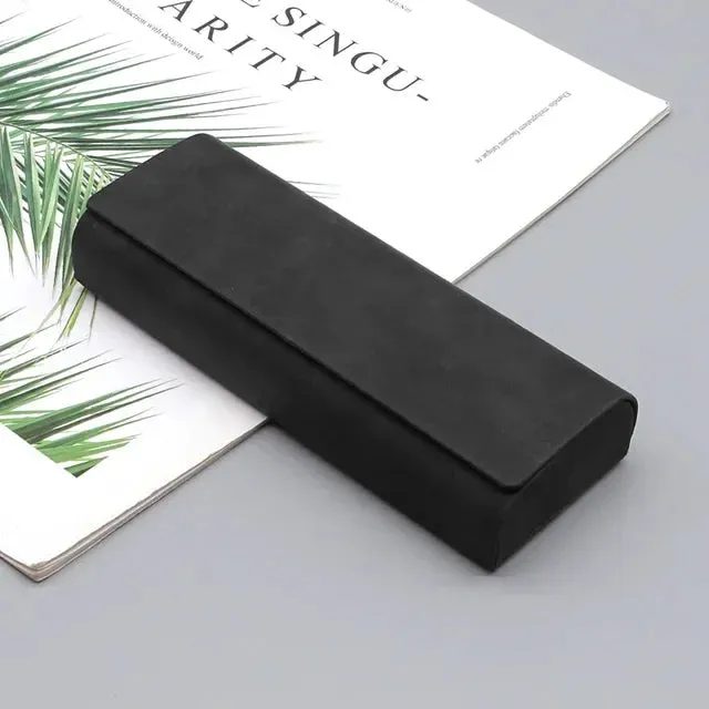1pc Simple Leather Eyewear Case Optical Retro Myopia Glasses Sunglasses Storage Box Fashion for Men and Women