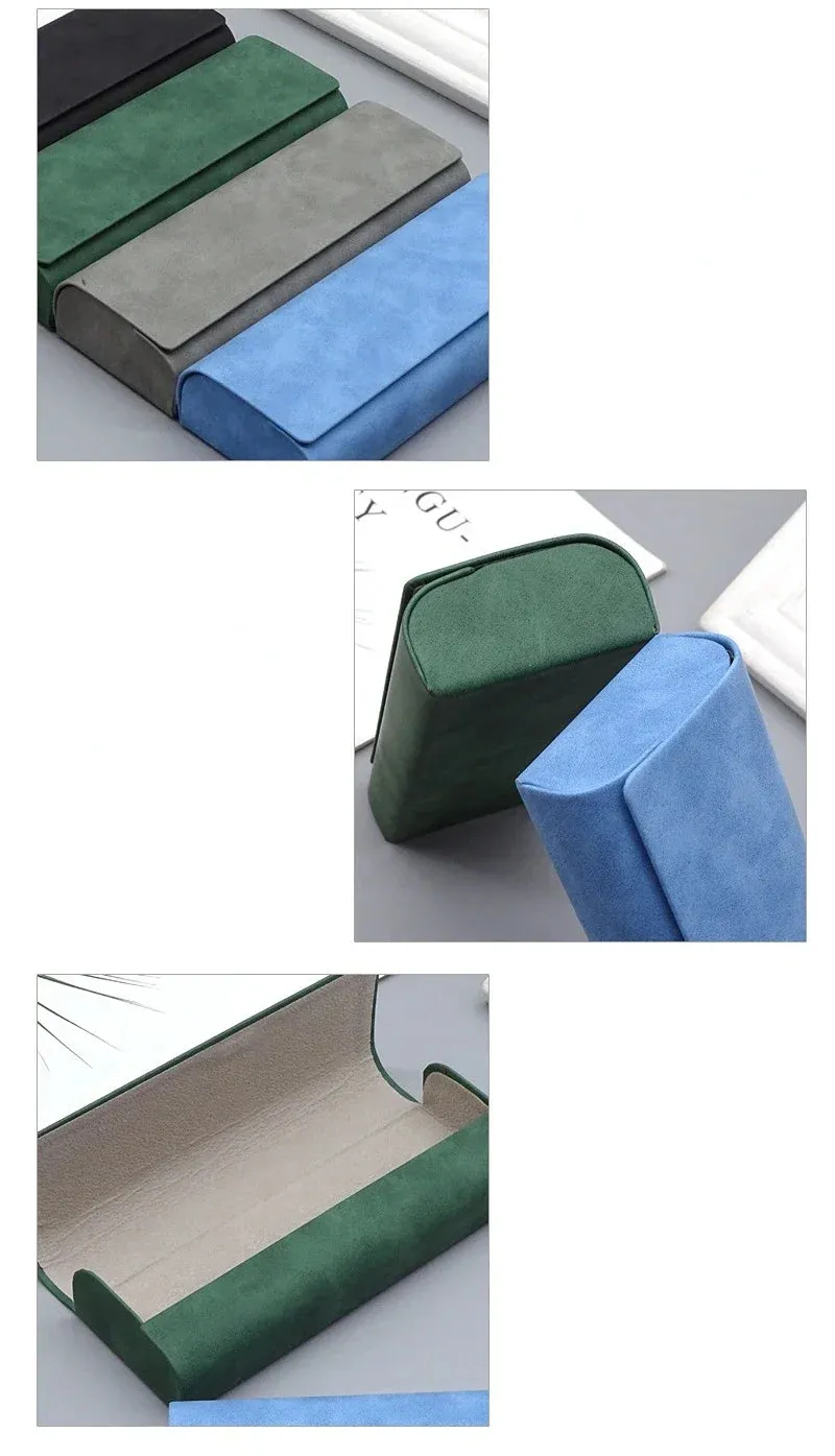 1pc Simple Leather Eyewear Case Optical Retro Myopia Glasses Sunglasses Storage Box Fashion for Men and Women
