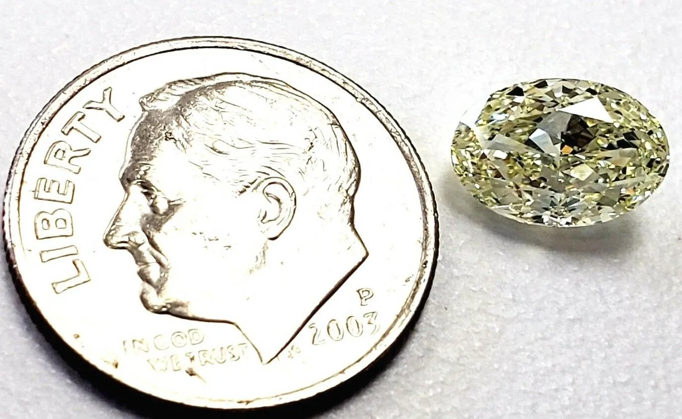 2 CT Natural Loose Diamond GIA Certified Oval Cut Fancy Light Yellow VS1 Clarity