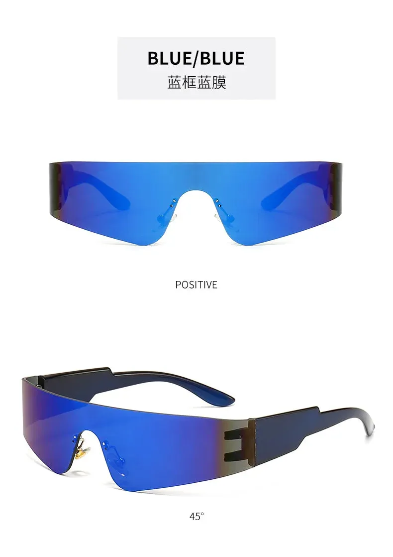 2000S Aesthetic Y2K Sunglasses Men One Piece Sports Sun Glasses Women Vintage Wrap Around Shades Fashion Punk Goggle Eyewear