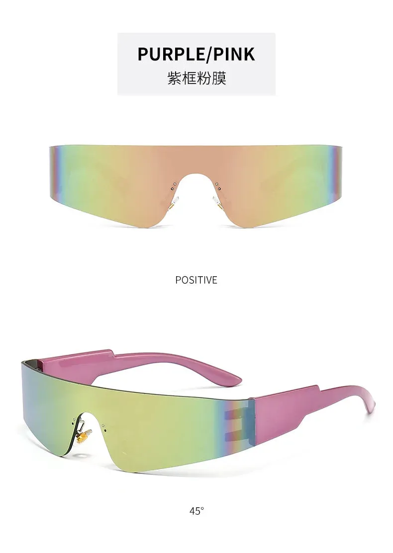 2000S Aesthetic Y2K Sunglasses Men One Piece Sports Sun Glasses Women Vintage Wrap Around Shades Fashion Punk Goggle Eyewear