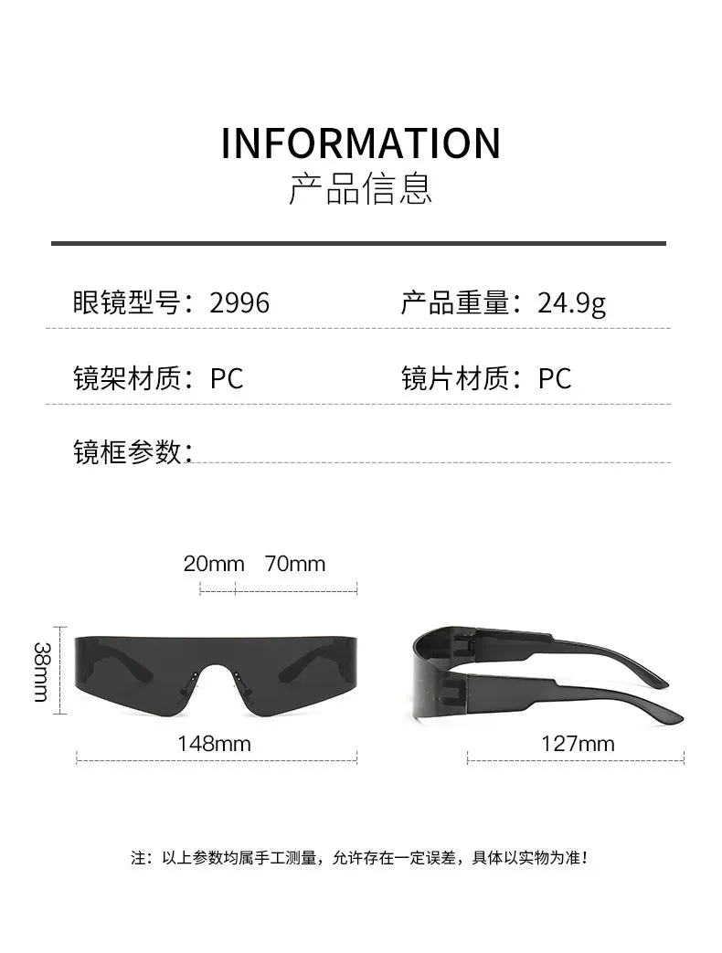 2000S Aesthetic Y2K Sunglasses Men One Piece Sports Sun Glasses Women Vintage Wrap Around Shades Fashion Punk Goggle Eyewear