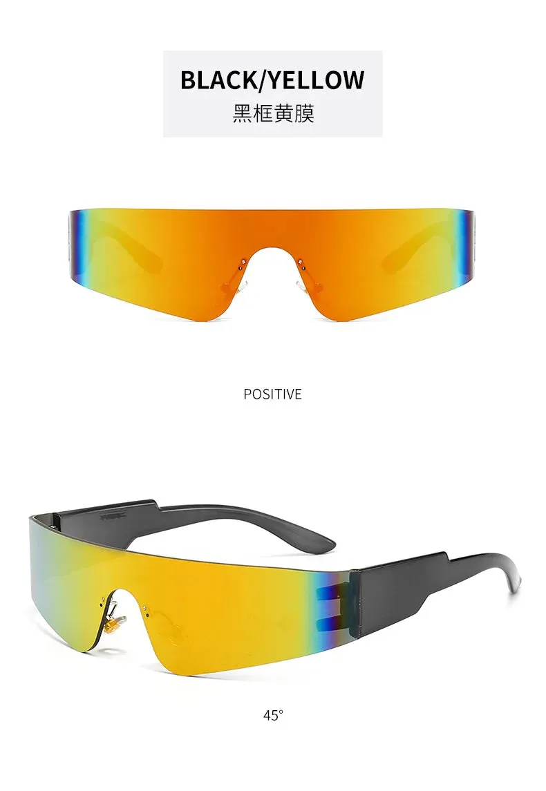2000S Aesthetic Y2K Sunglasses Men One Piece Sports Sun Glasses Women Vintage Wrap Around Shades Fashion Punk Goggle Eyewear
