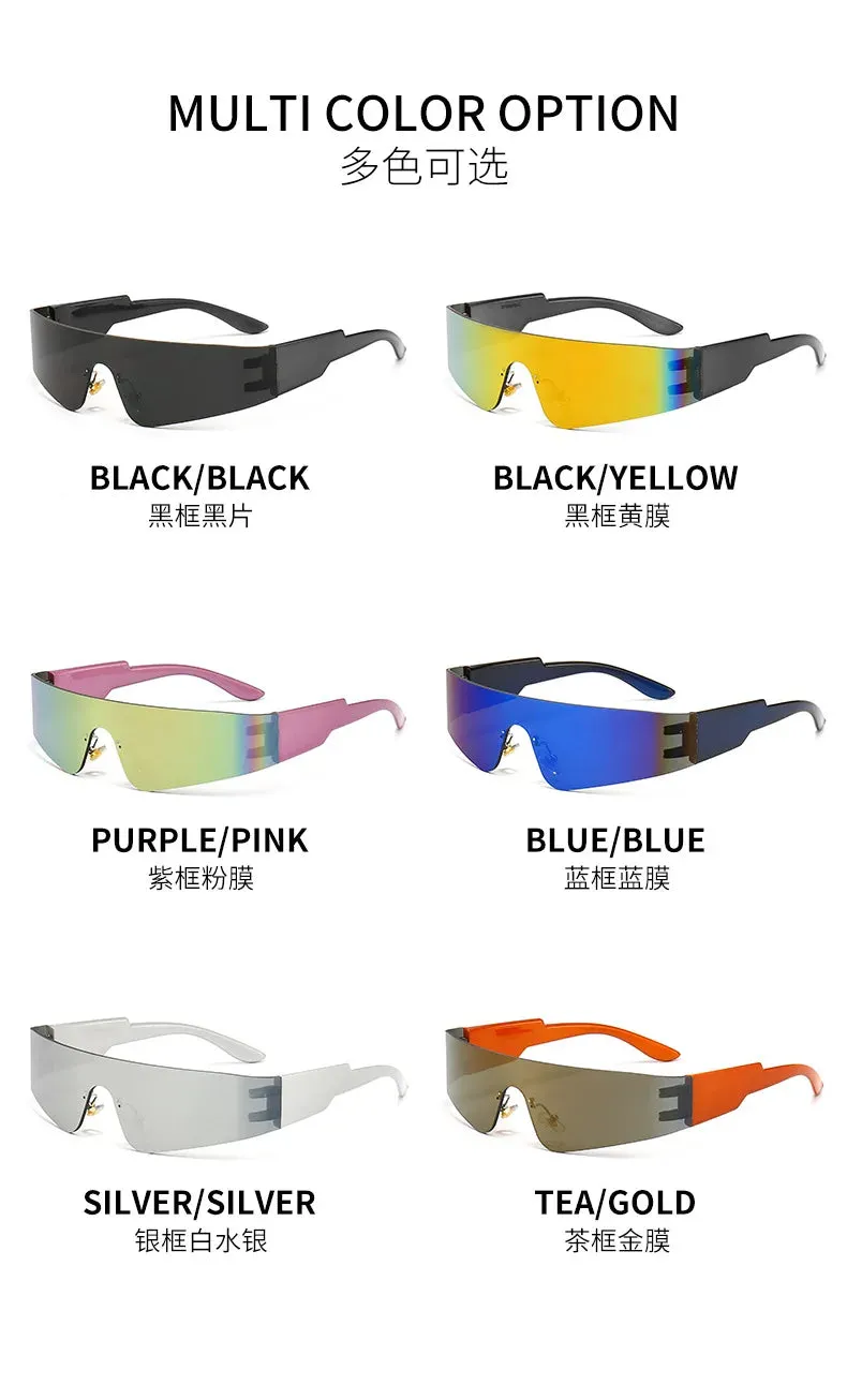 2000S Aesthetic Y2K Sunglasses Men One Piece Sports Sun Glasses Women Vintage Wrap Around Shades Fashion Punk Goggle Eyewear