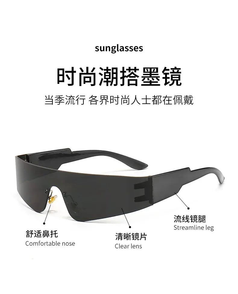 2000S Aesthetic Y2K Sunglasses Men One Piece Sports Sun Glasses Women Vintage Wrap Around Shades Fashion Punk Goggle Eyewear