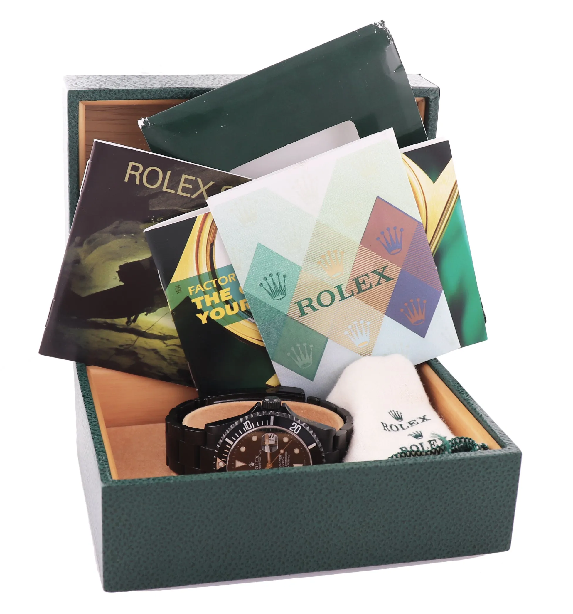 2004 PAPERS PVD Rolex Submariner Date 16610 Steel Black 40mm Dive Watch Box