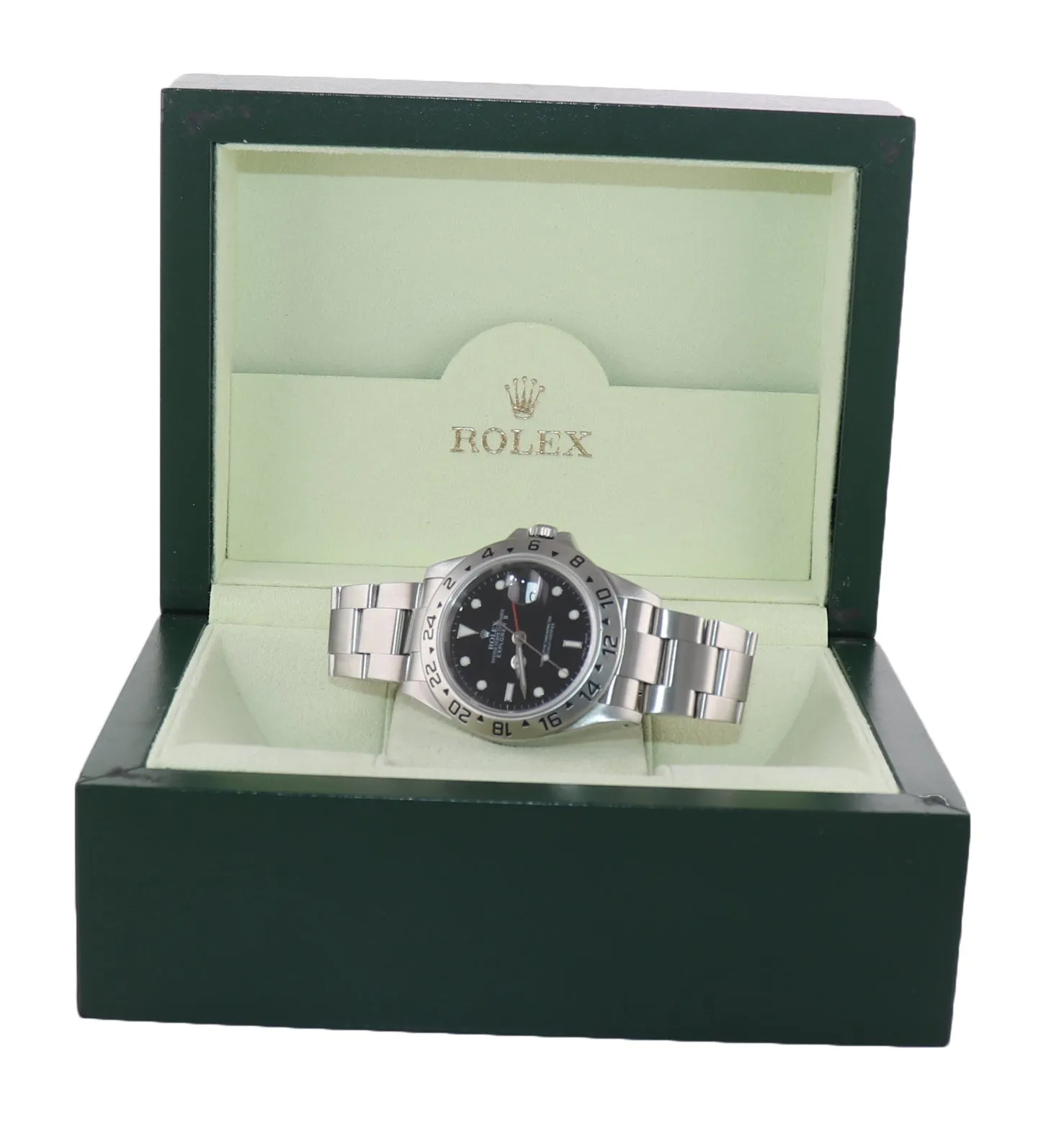 2005 Rolex Explorer II 16570 Stainless Steel Black Dial GMT 40mm No Holes Watch
