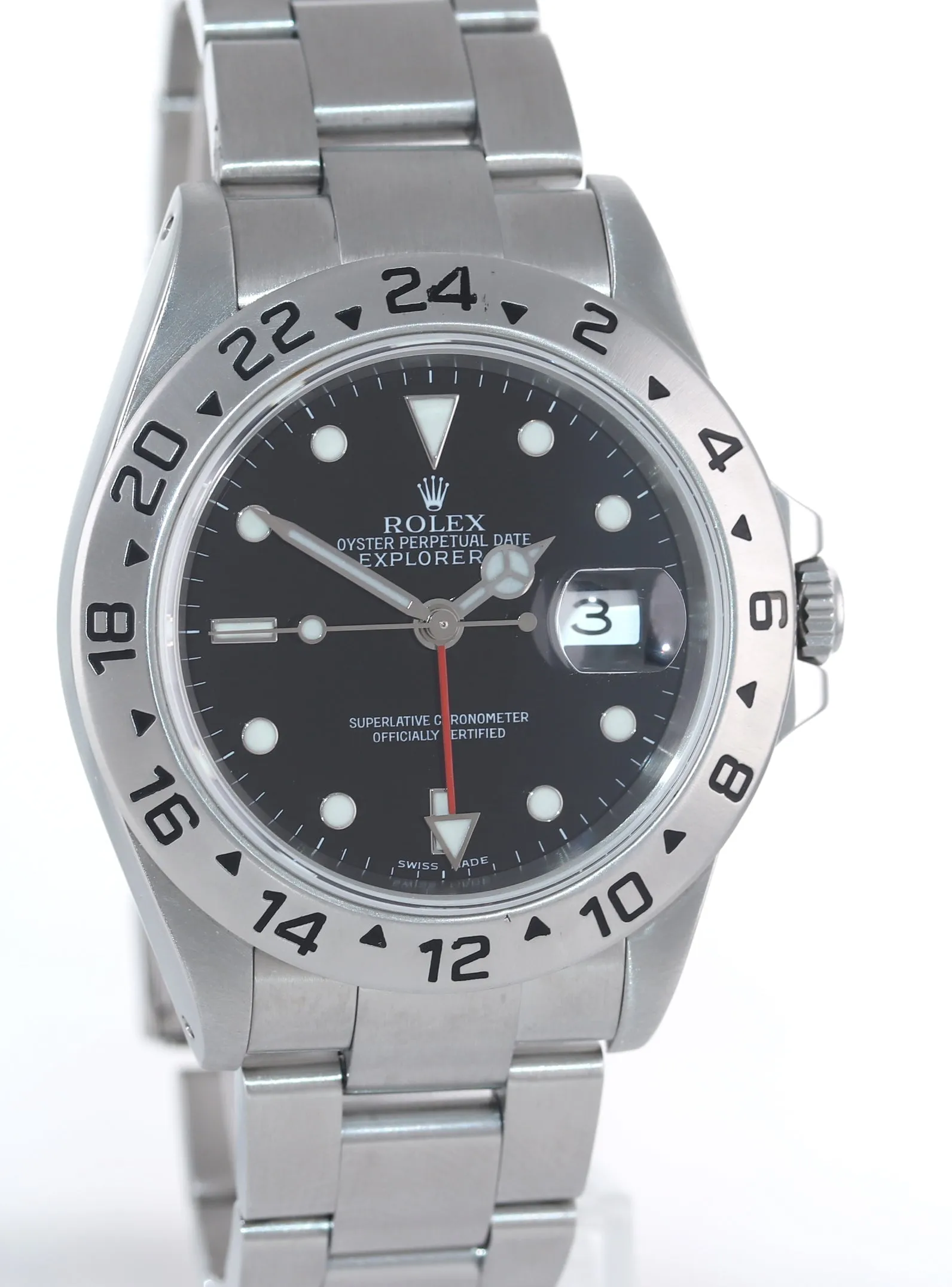 2005 Rolex Explorer II 16570 Stainless Steel Black Dial GMT 40mm No Holes Watch