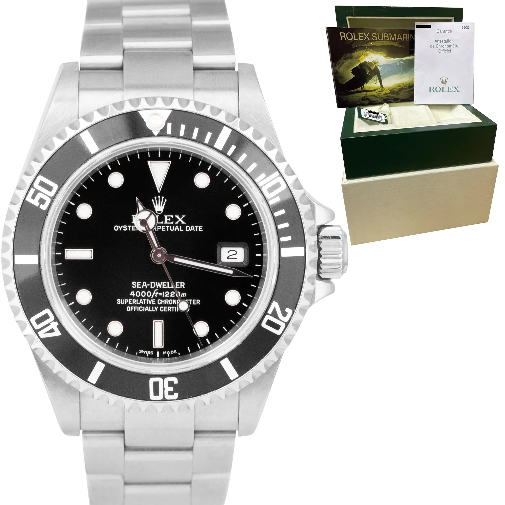 2005 Rolex Sea-Dweller 40mm Stainless NO-HOLES CASE  Black Date Watch 16600