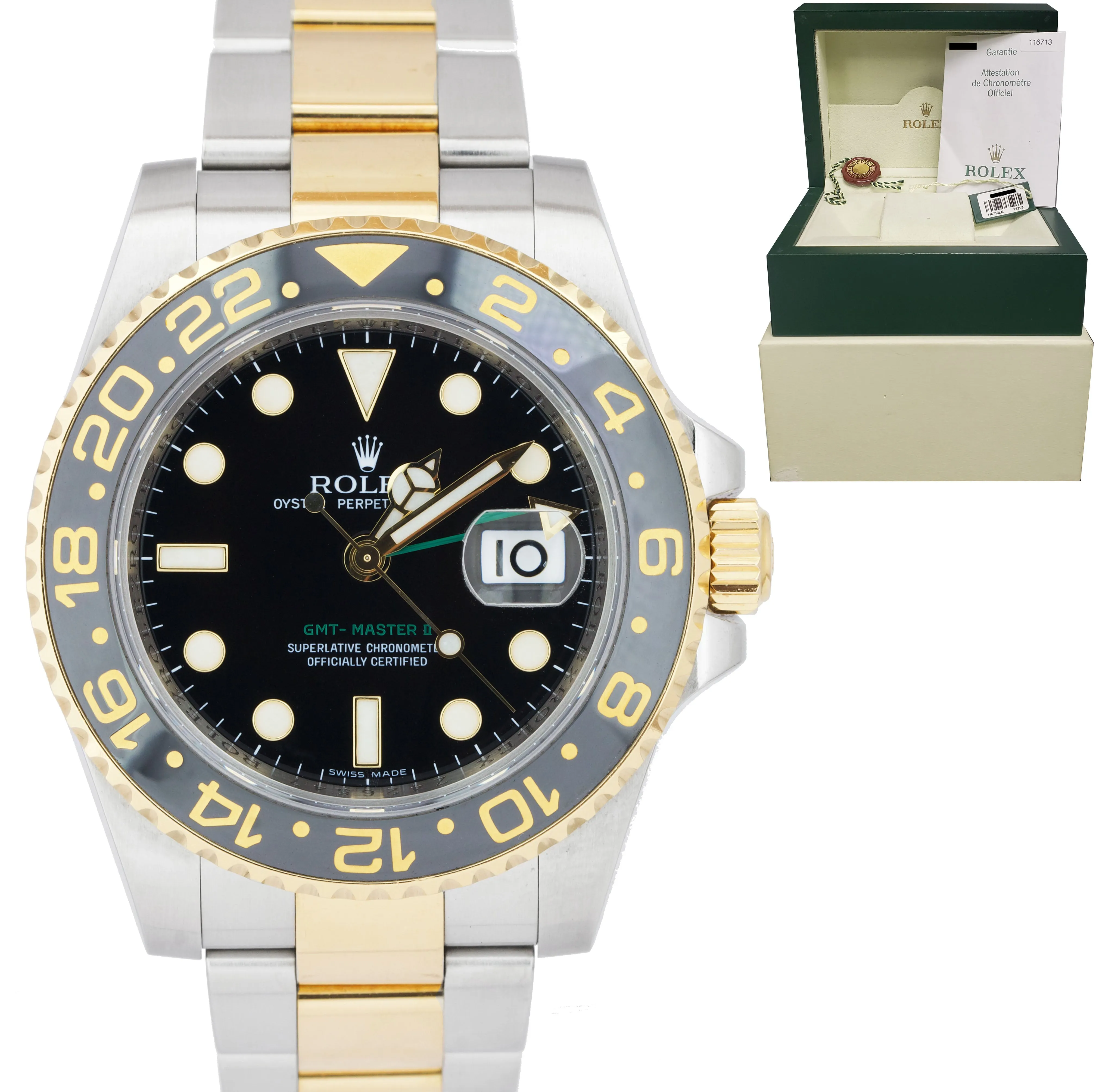 2006 Rolex GMT-Master II Ceramic 116713 Black Two-Tone Stainless Date 40mm Watch