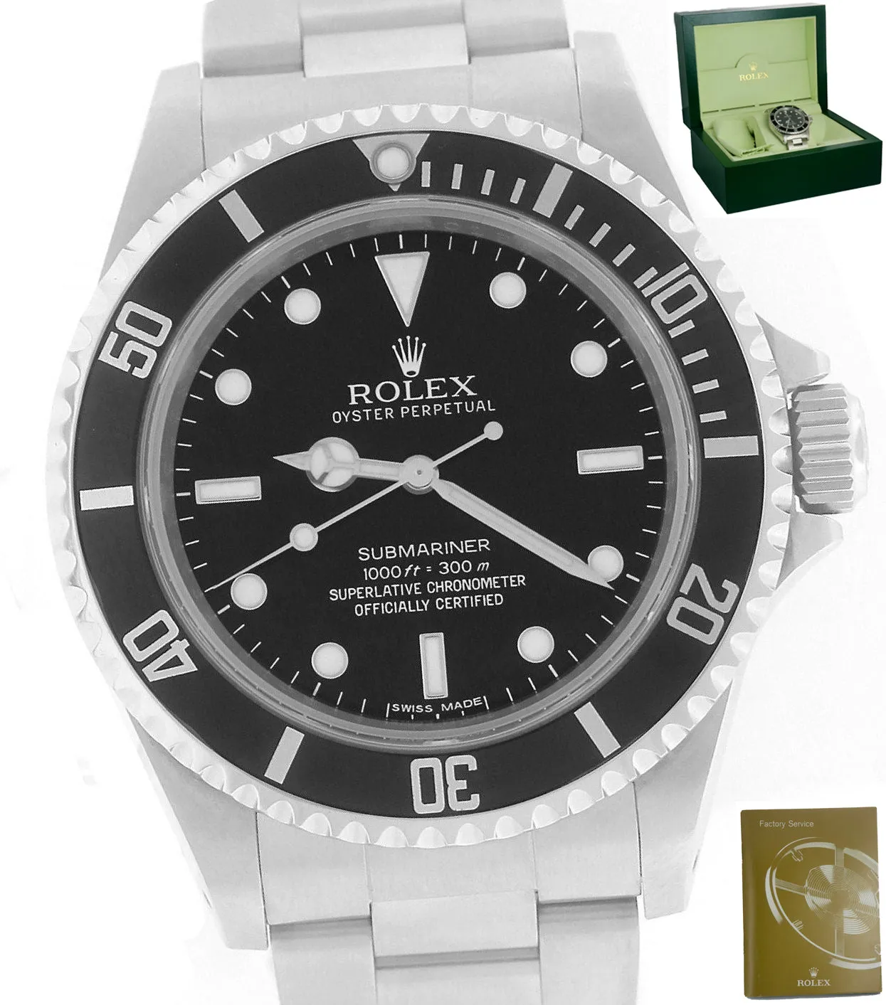 2011 ENGRAVED REHAUT Stainless 4-Line Rolex Submariner No-Date 14060 M Black
