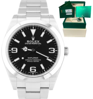 2018 Men's Rolex Explorer I Black FULL LUME 3-6-9 MK2 39mm 214270 Steel Watch