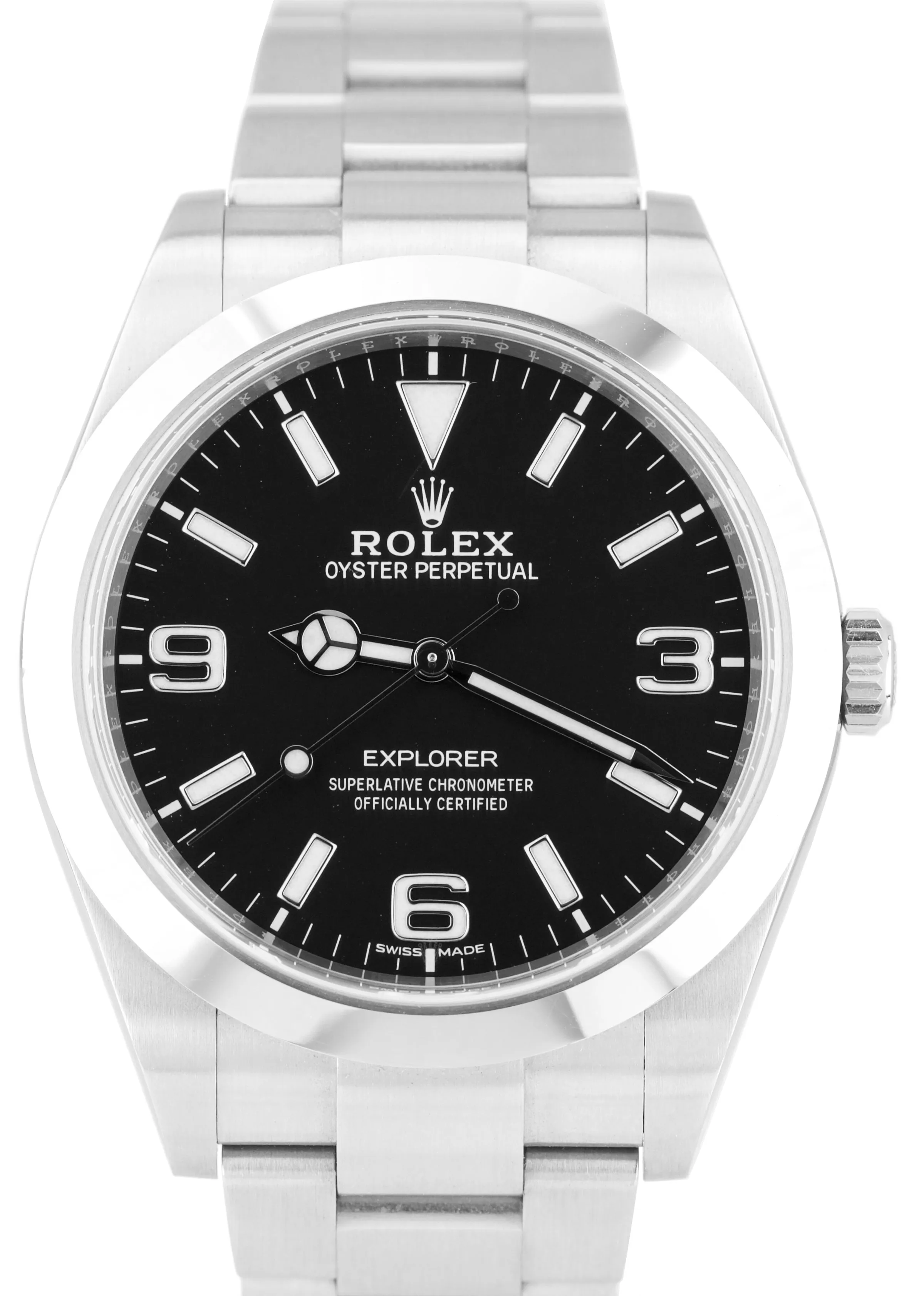 2018 Men's Rolex Explorer I Black FULL LUME 3-6-9 MK2 39mm 214270 Steel Watch