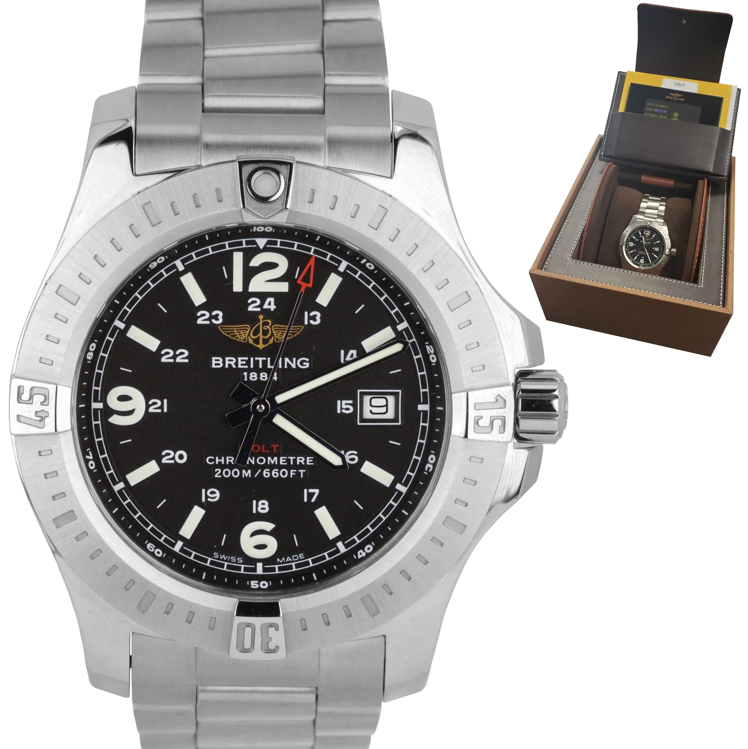 2019 Breitling Colt 44 Quartz Volcano Black Stainless Steel Watch A74388111/B1A1