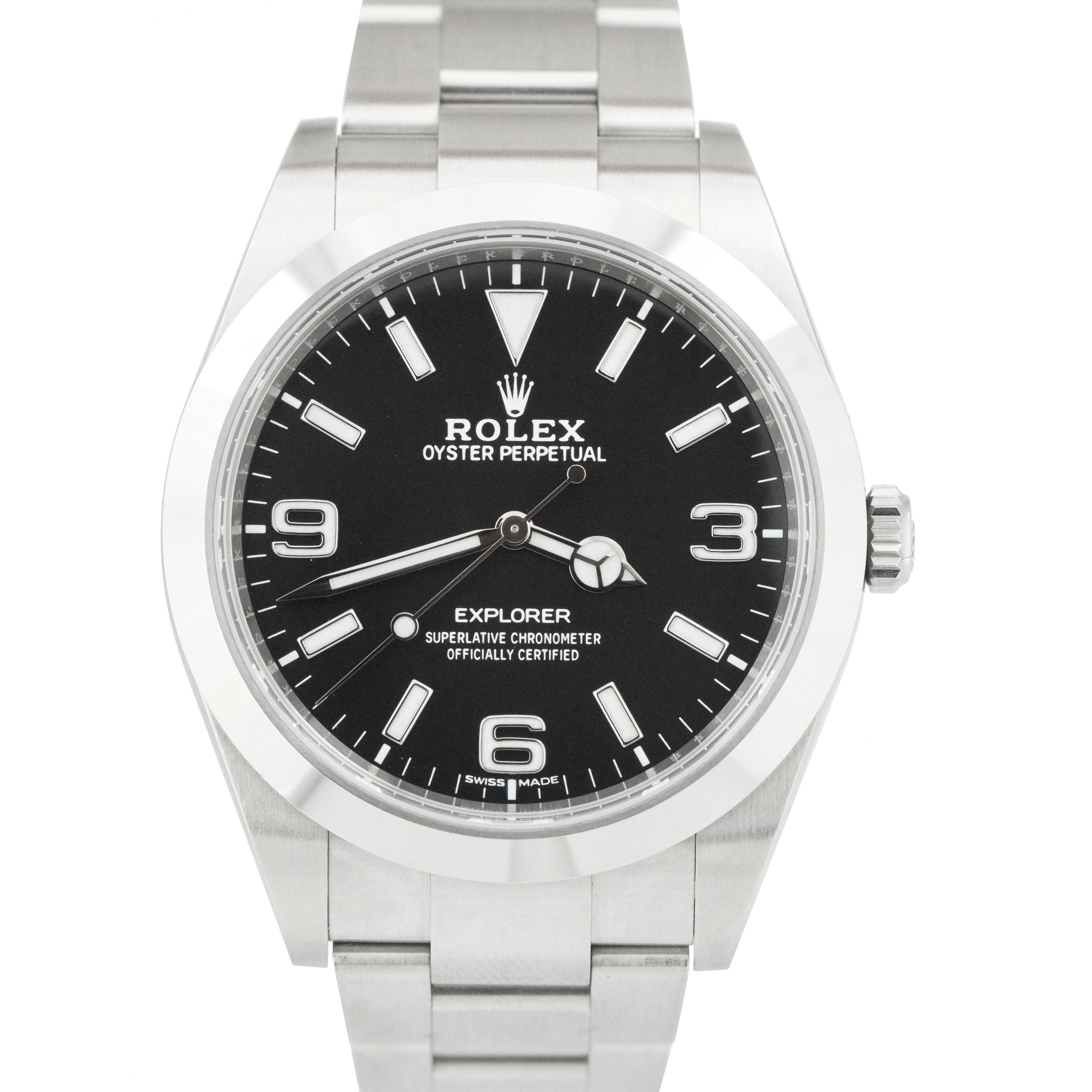 2020 Rolex Explorer I Black 369 FULL LUME MK2 Stainless 39mm 214270 Watch B P
