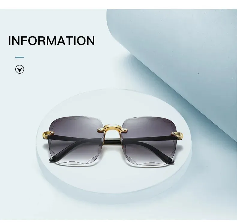 2023 New Rimless Women's Sunglasses Fashion Gradient Lenses Sun glasses Lady Vintage Alloy Legs Classic Designer Shades UV400