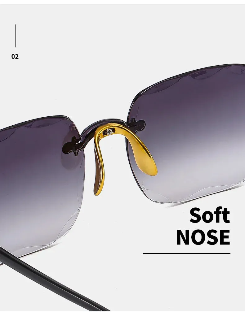 2023 New Rimless Women's Sunglasses Fashion Gradient Lenses Sun glasses Lady Vintage Alloy Legs Classic Designer Shades UV400