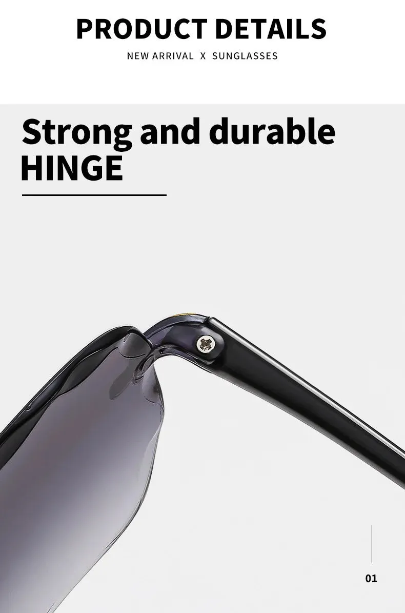 2023 New Rimless Women's Sunglasses Fashion Gradient Lenses Sun glasses Lady Vintage Alloy Legs Classic Designer Shades UV400
