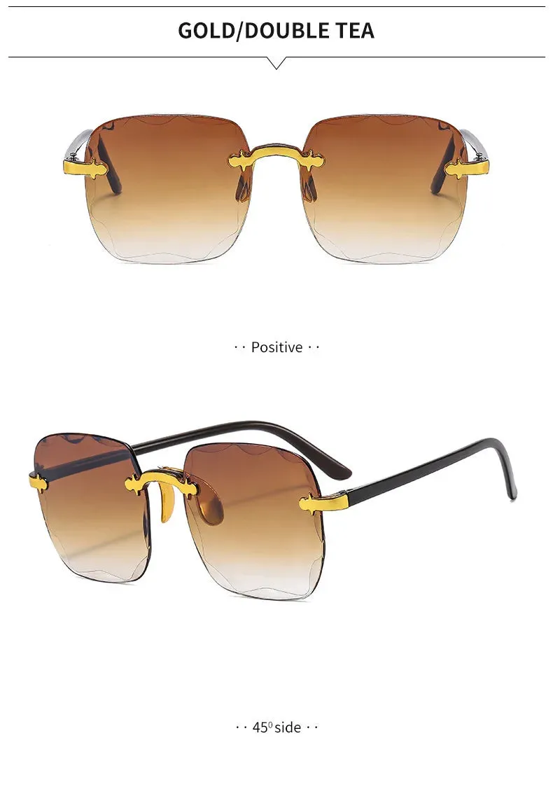 2023 New Rimless Women's Sunglasses Fashion Gradient Lenses Sun glasses Lady Vintage Alloy Legs Classic Designer Shades UV400