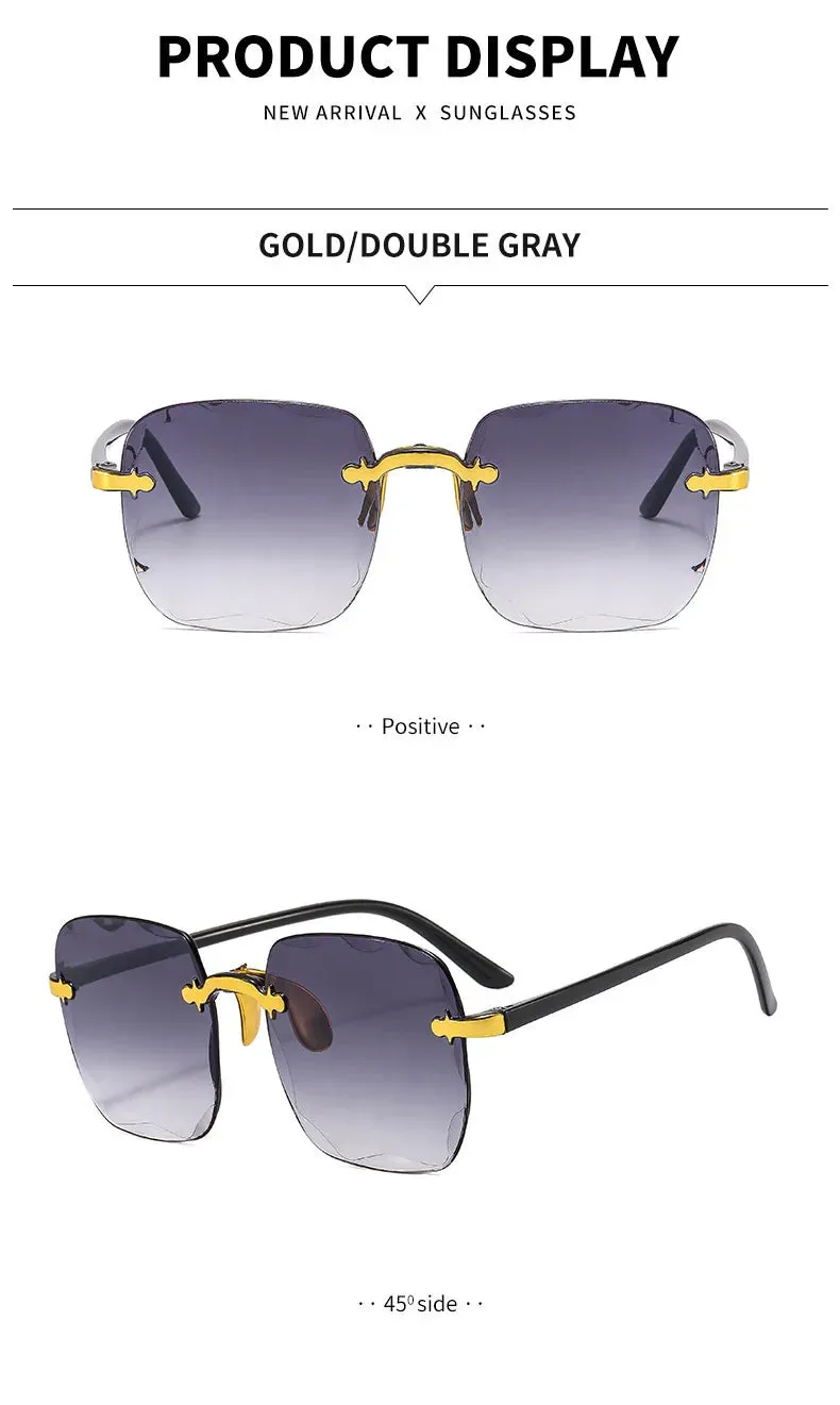 2023 New Rimless Women's Sunglasses Fashion Gradient Lenses Sun glasses Lady Vintage Alloy Legs Classic Designer Shades UV400