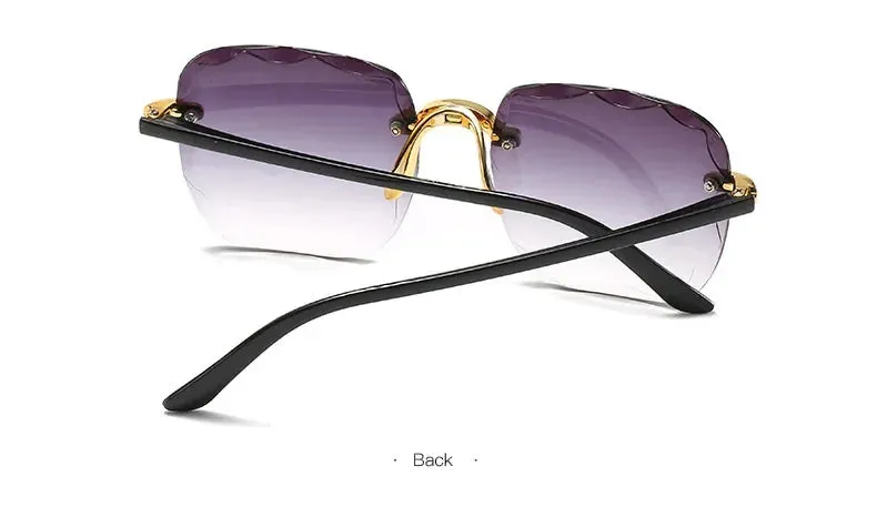 2023 New Rimless Women's Sunglasses Fashion Gradient Lenses Sun glasses Lady Vintage Alloy Legs Classic Designer Shades UV400