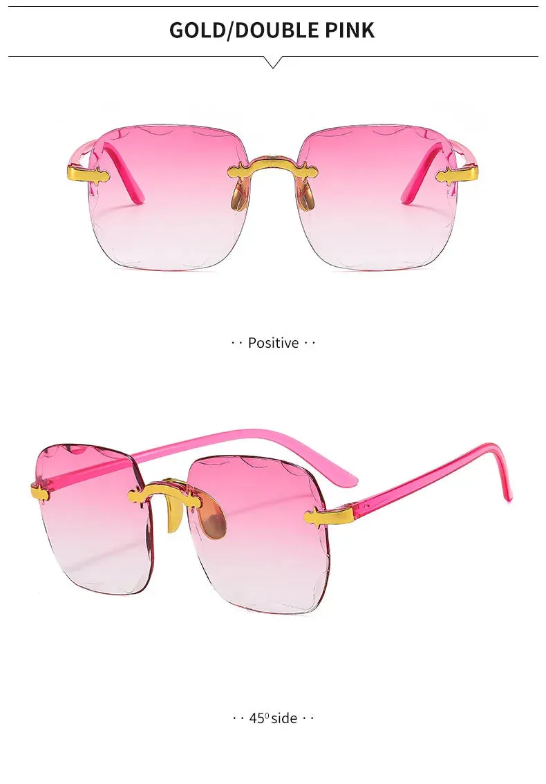 2023 New Rimless Women's Sunglasses Fashion Gradient Lenses Sun glasses Lady Vintage Alloy Legs Classic Designer Shades UV400