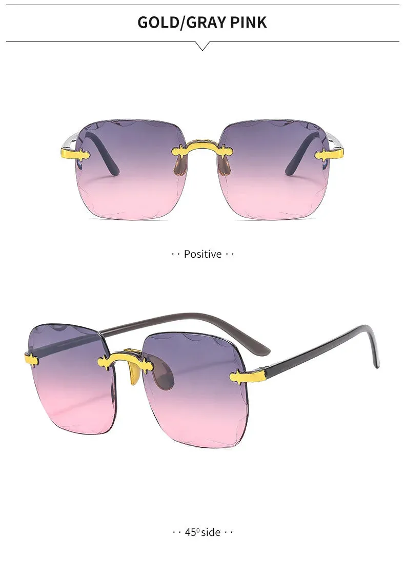 2023 New Rimless Women's Sunglasses Fashion Gradient Lenses Sun glasses Lady Vintage Alloy Legs Classic Designer Shades UV400