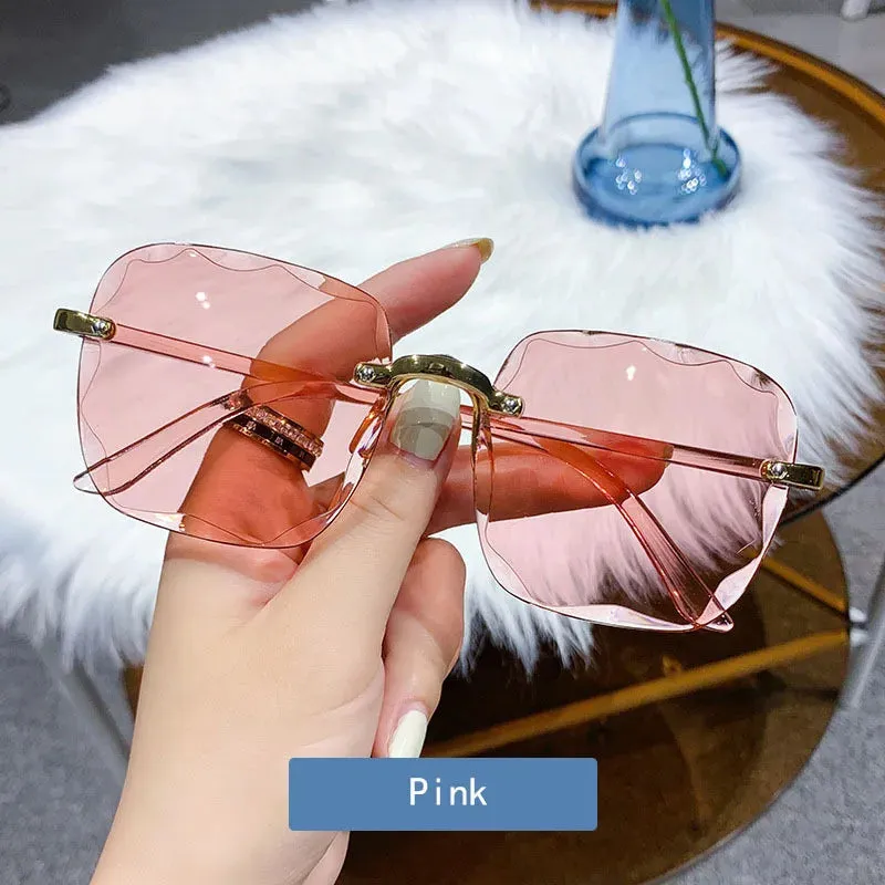 2023 New Rimless Women's Sunglasses Fashion Gradient Lenses Sun glasses Lady Vintage Alloy Legs Classic Designer Shades UV400