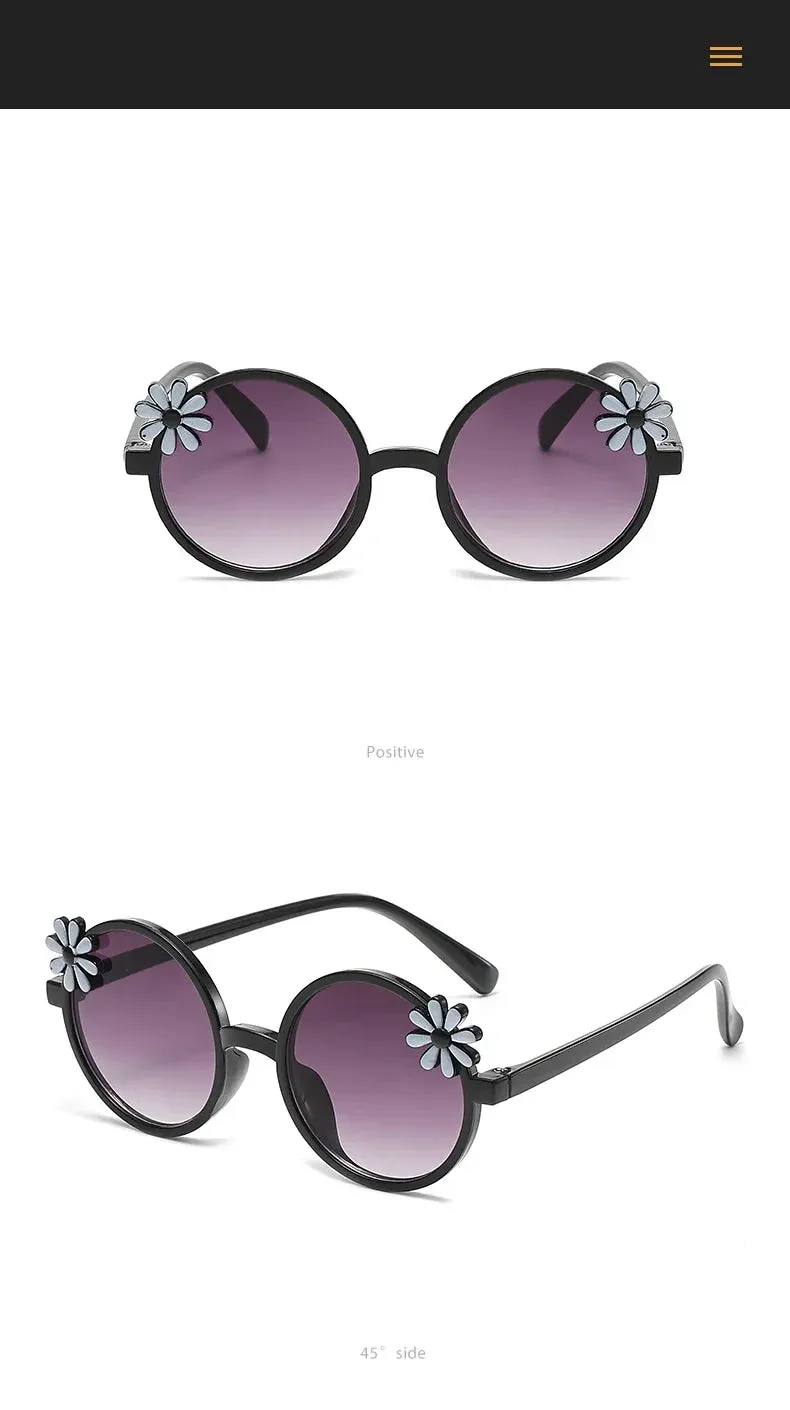 2024 New Children's Glasses Floret Anti-ultraviolet Fashion Children's Sunglasses Outdoor Shading Travel Children's Mirror