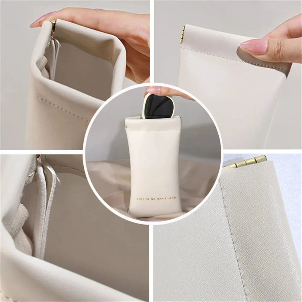 4 Color Soft Leather Reading Glasses Bag Case Waterproof Solid Sun Glasses Pouch Simple Eyewear Storage Bags Eyewear Accessories