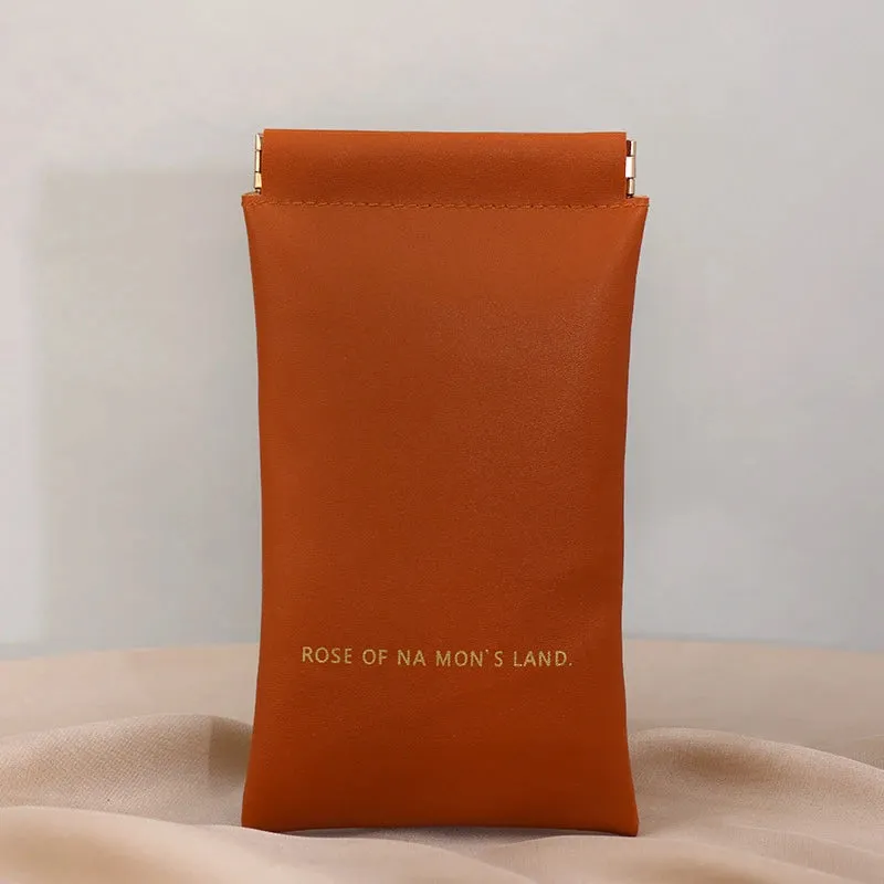 4 Color Soft Leather Reading Glasses Bag Case Waterproof Solid Sun Glasses Pouch Simple Eyewear Storage Bags Eyewear Accessories